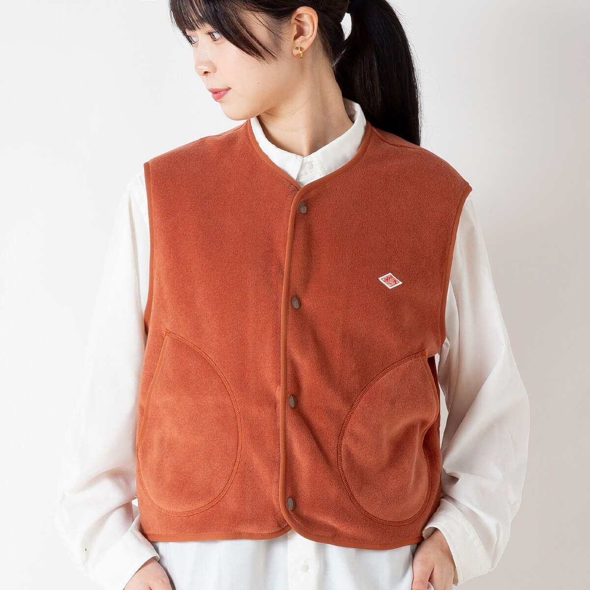 DANTON ダントン フリースカラーレスベスト フリース【ウィメンズ