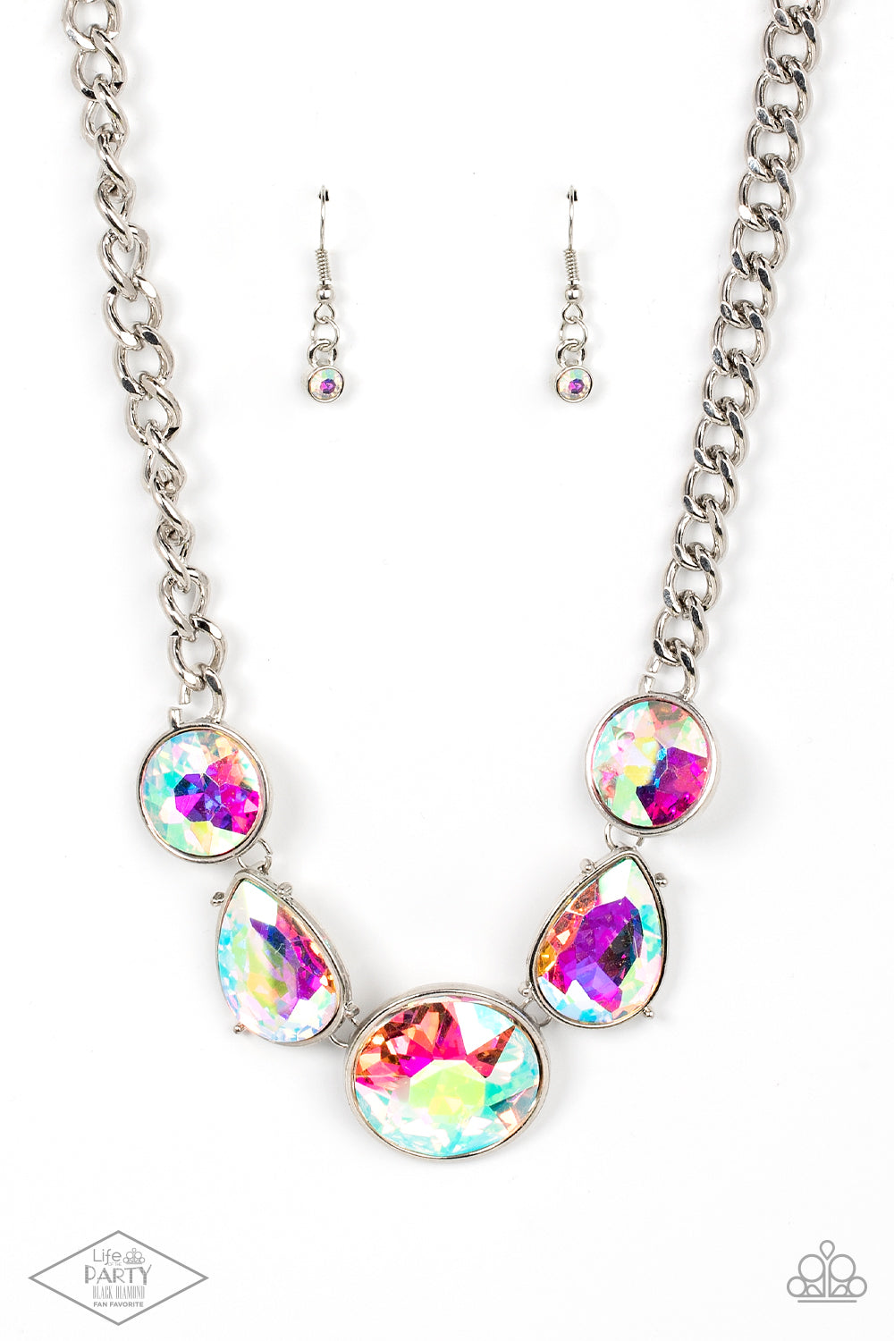 All The Worlds My Stage - Multi Iridescent Gem Silver Necklace