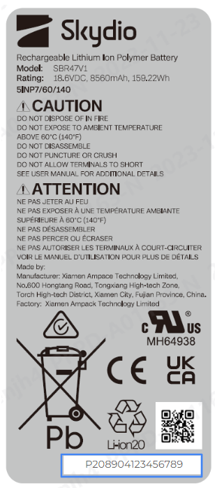 Skydioバッテリーのシリアル番号を確認する方法 – Skydio