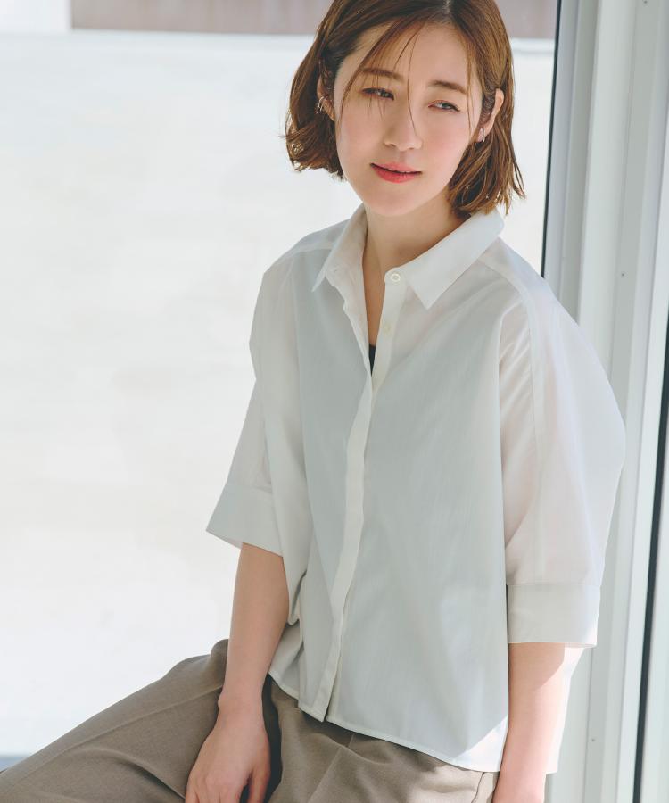 夏に嬉しい機能付き】ドルマンクロップドシャツ（シャツ・ブラウス