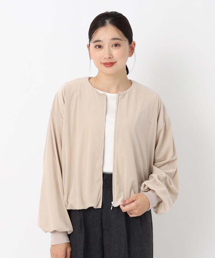 春も着られる】シアーカットベロアバルーンブルゾン（ブルゾン