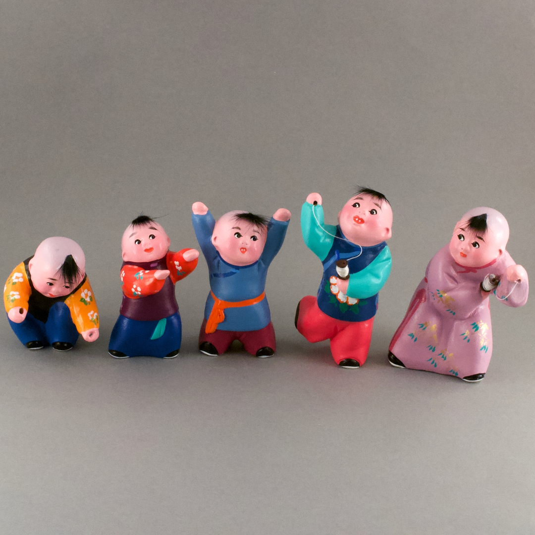 アンティーク 中国骨董 民芸品 天津泥人張彩塑 工作室経営部 凧揚げ