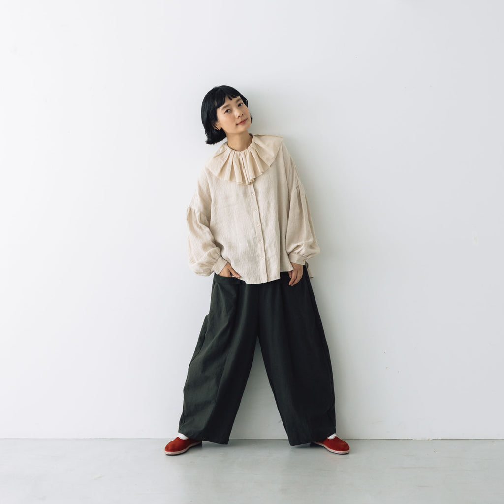 MAGALI ストライプリネン アンティークカラー ブラウス ｜くらすこと