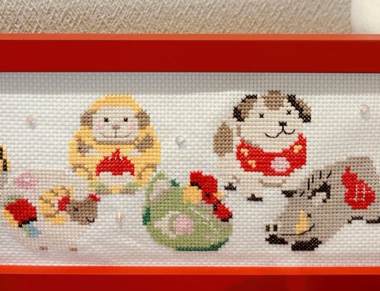 ホビーラホビーレクロスステッチ完成品お雛様フレーム付き 再値下げ