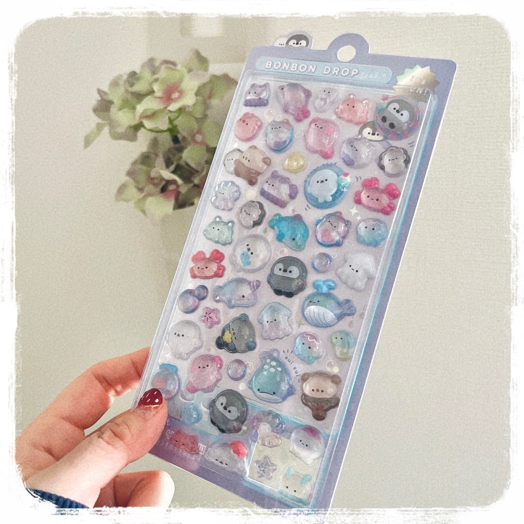 ボンボンドロップシール♡大量ポチ！水族館にもあるぷかぷかボンボン