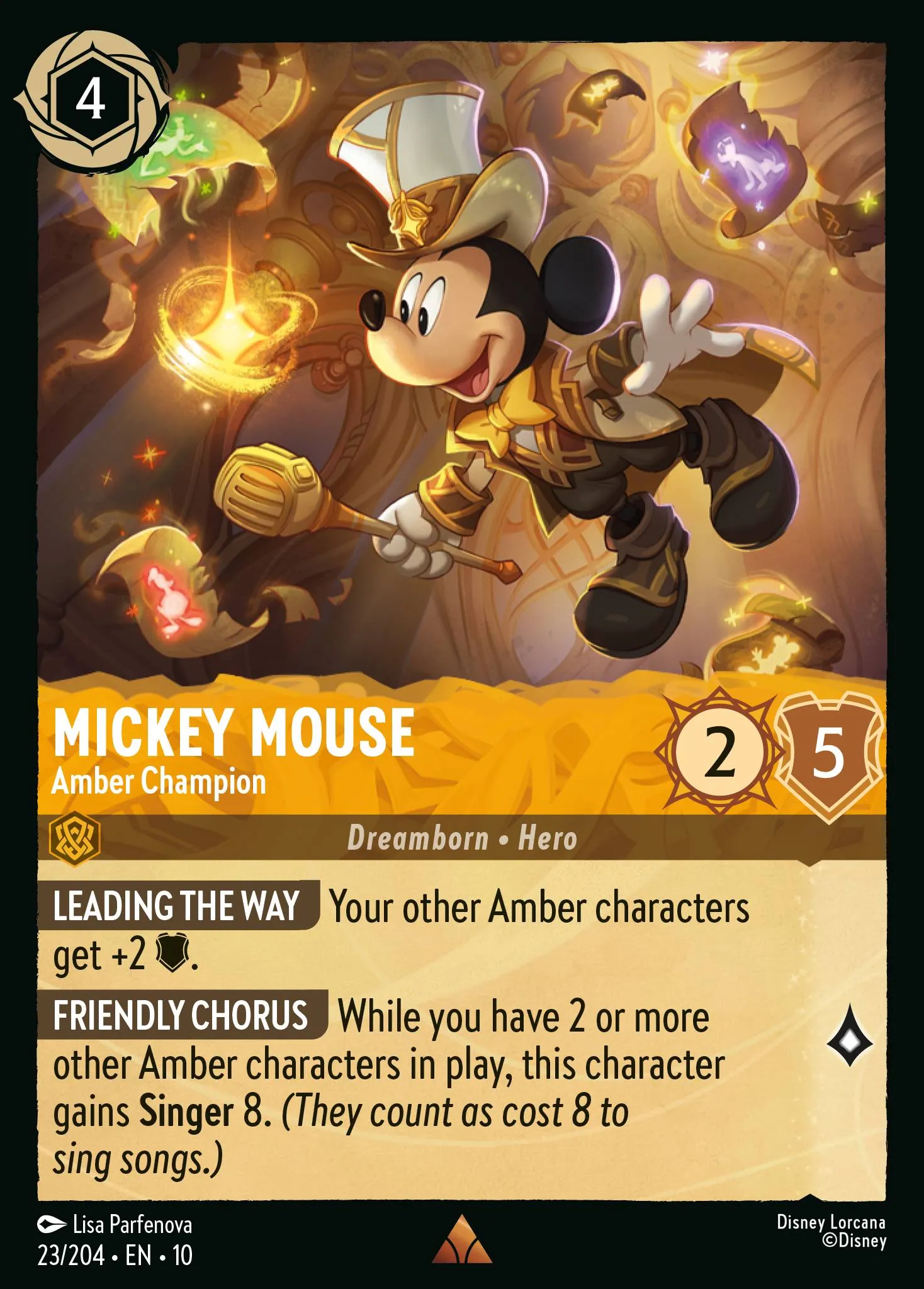 010-023 Mickey Mouse - Amber Champion Lorcana Card | Disney Lorcana