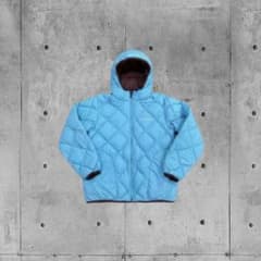 mont-bell ダウンジャケット キルティング リバーシブル 水色/茶色