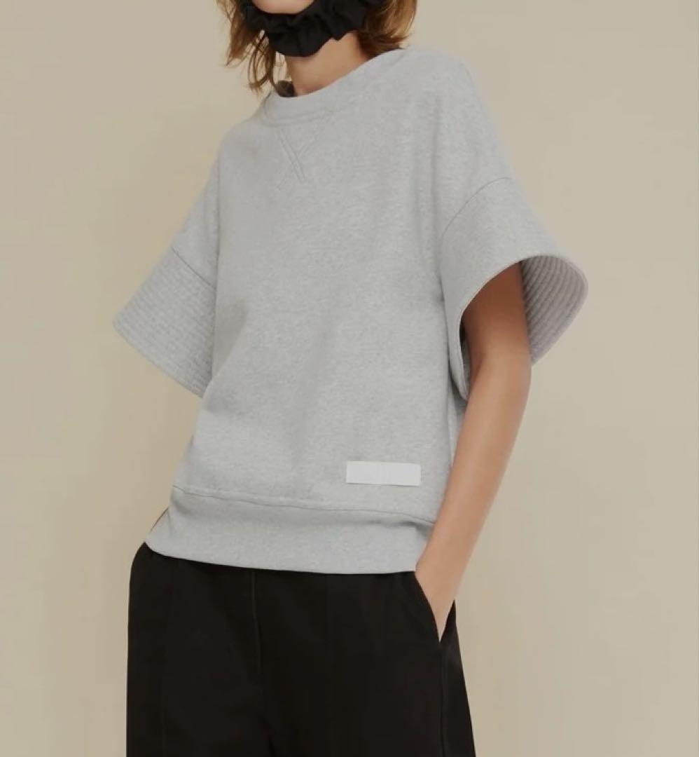 【美品】PATOU オーガニックコットン オーバーステッチ半袖スウェットシャツ Patou | オーガニックコットン オーバーステッチ半袖スウェットシャツ