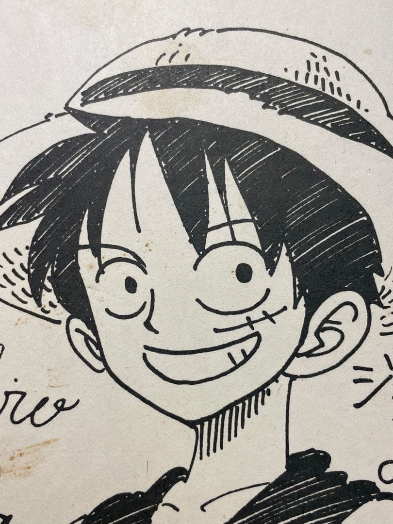 ONEPIECE ワンピース 尾田栄一郎先生 ルフィ サイン 色紙 希少 美術品
