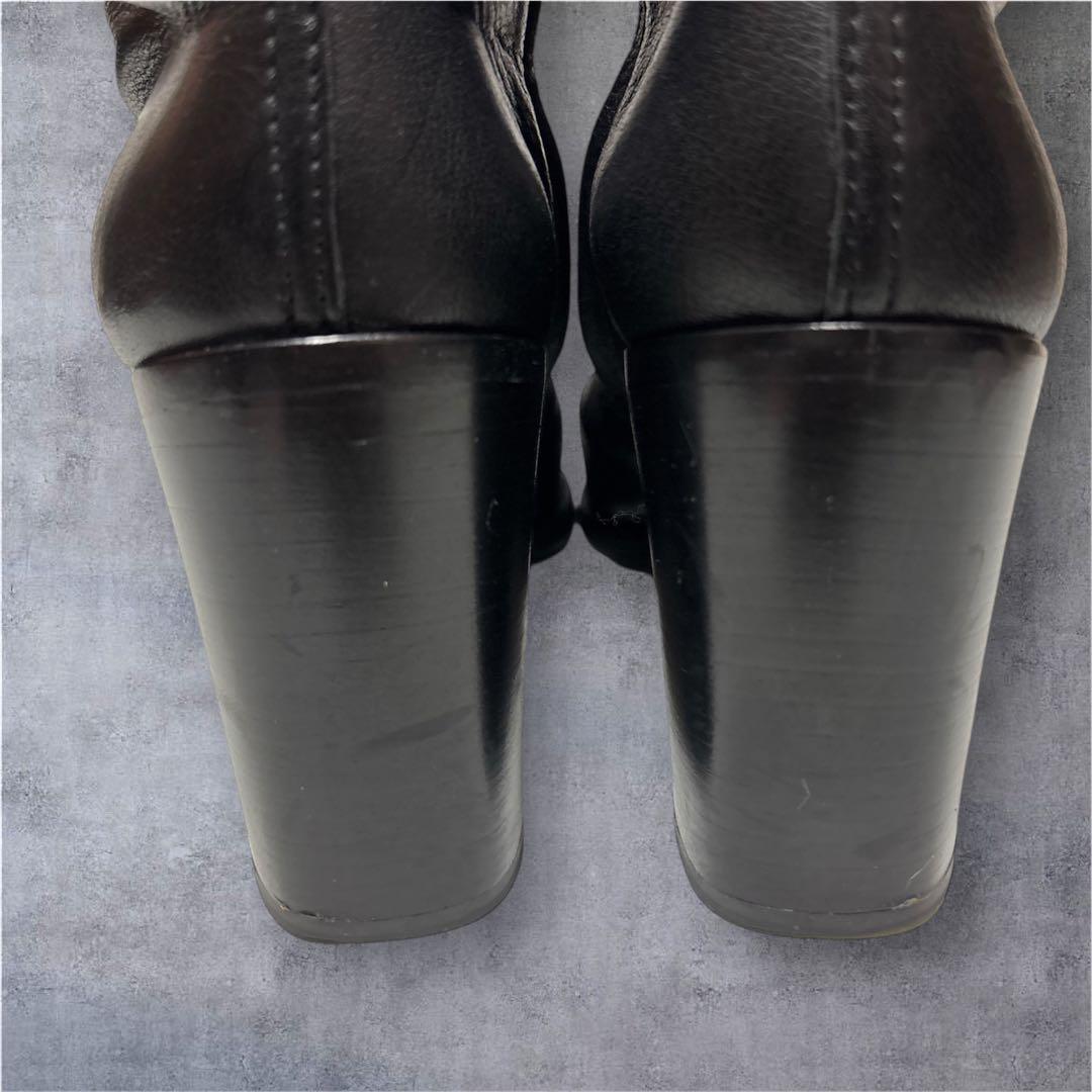 希少サイズ❣️23.5MIU MIU ロングブーツ 黒 本革 美脚ライン✨