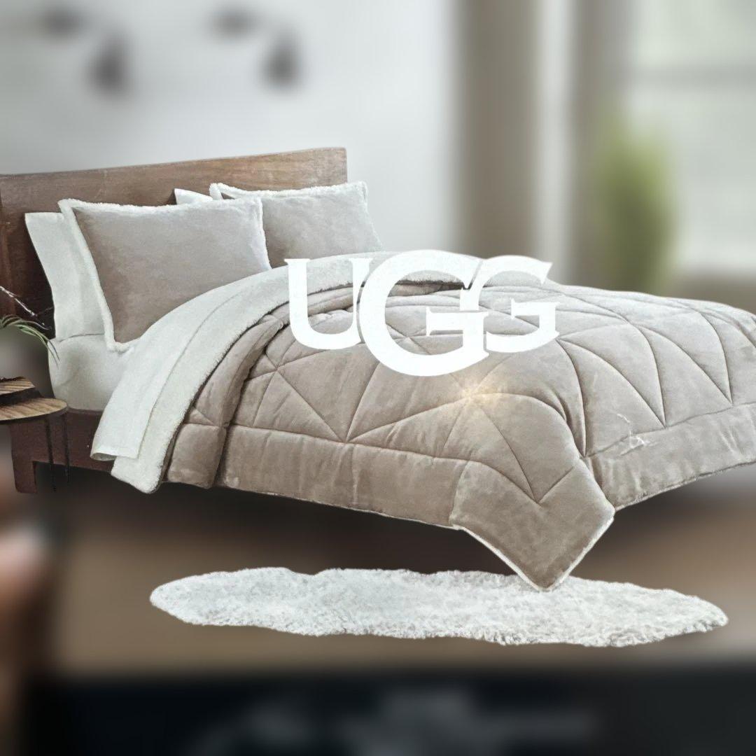 I日だけセール！UGG ベージュ ツイン　XL毛布、枕カバー haconaka_ugg0001