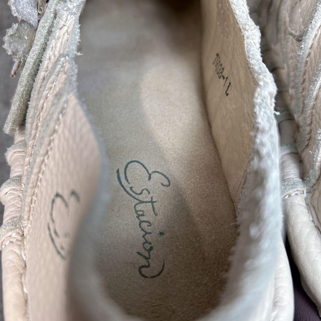 極美品【エスタシオン】お花 レザーメリージェーン/厚底/フラワー