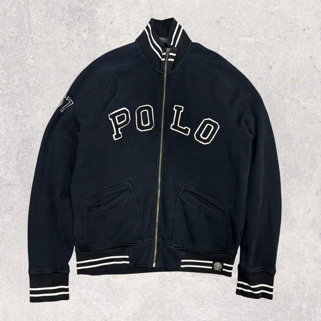 ポロラルフローレン スウェット スタジャン 黒 L TALON 刺繍 デカロゴ