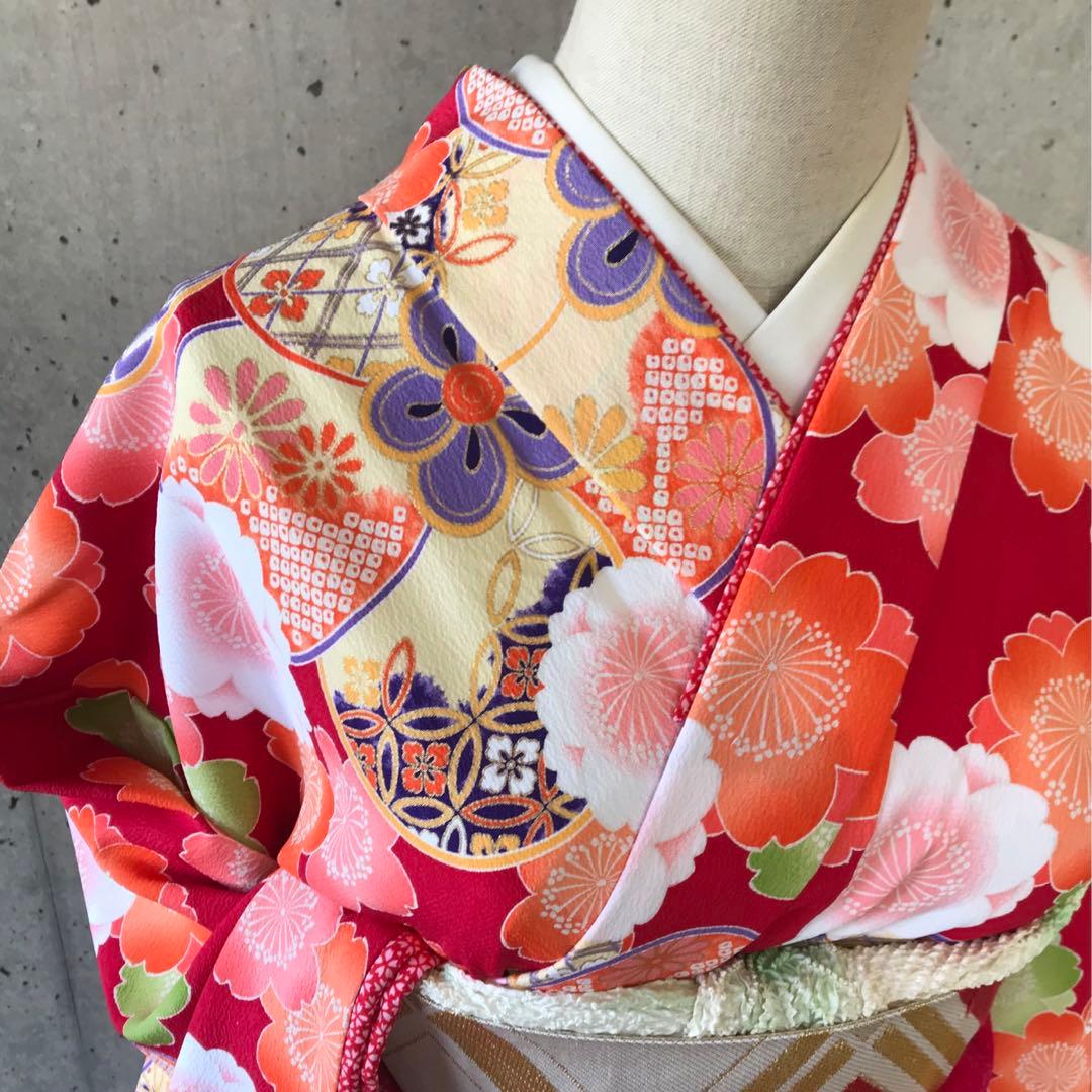 乙葉】化繊 二尺袖 振袖 花柄 子供向け - メルカリ
