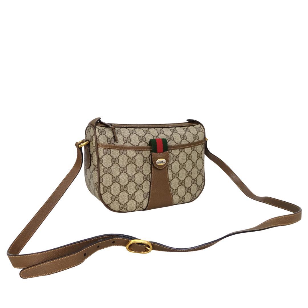 本物 ■グッチ■シェリーライン GG ベージュ PVC 斜めがけショルダーバッグ GUCCI（グッチ） オールドグッチ シェリーライン ショルダーバッグ