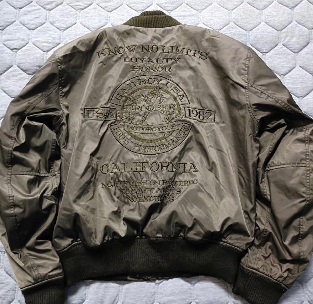 BAD BOY USA バイクジャケットカーキオリーブ Y2k プロテクター付き