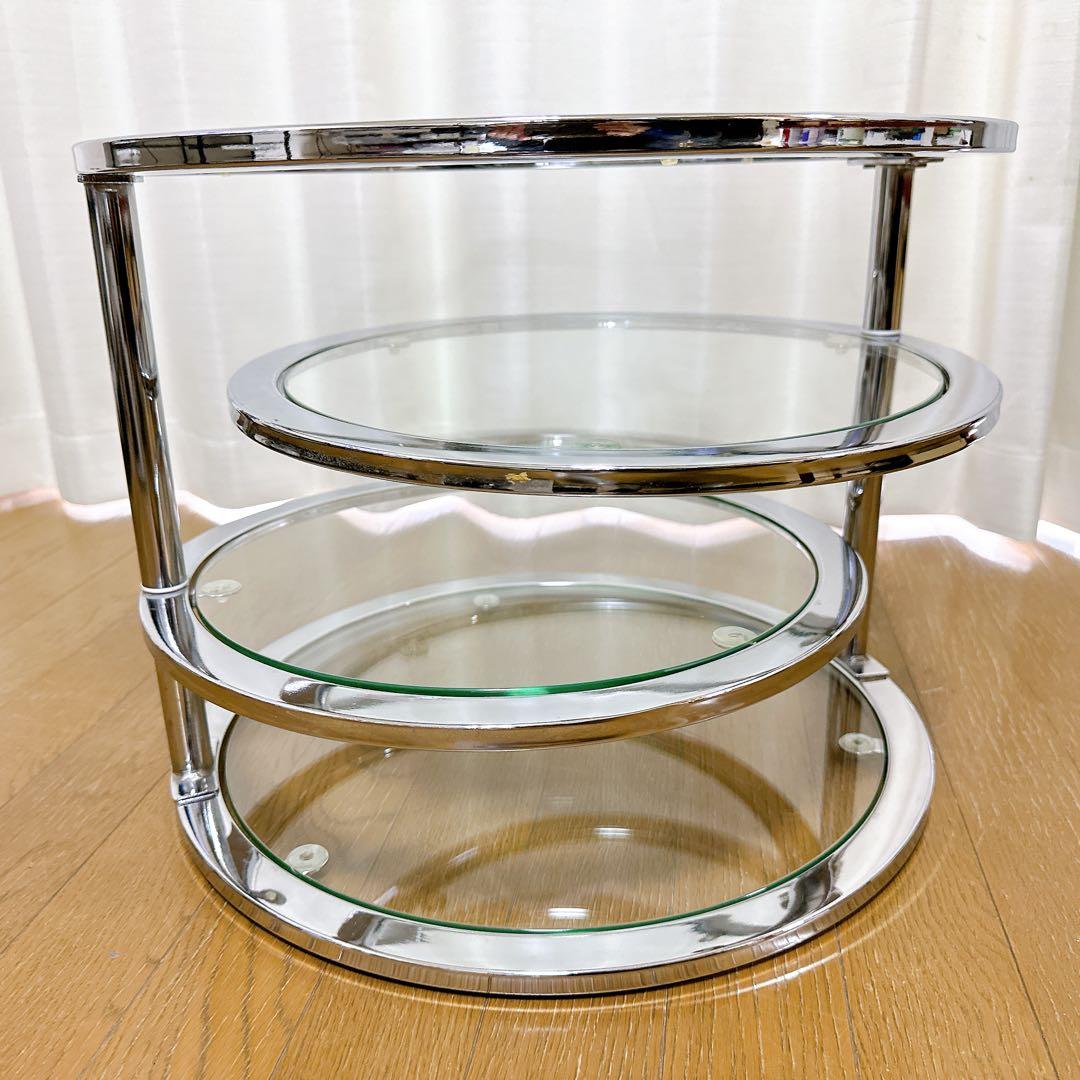 ミッドセンチュリー ラウンドテーブル 可変式 4段 強化ガラス - メルカリ
