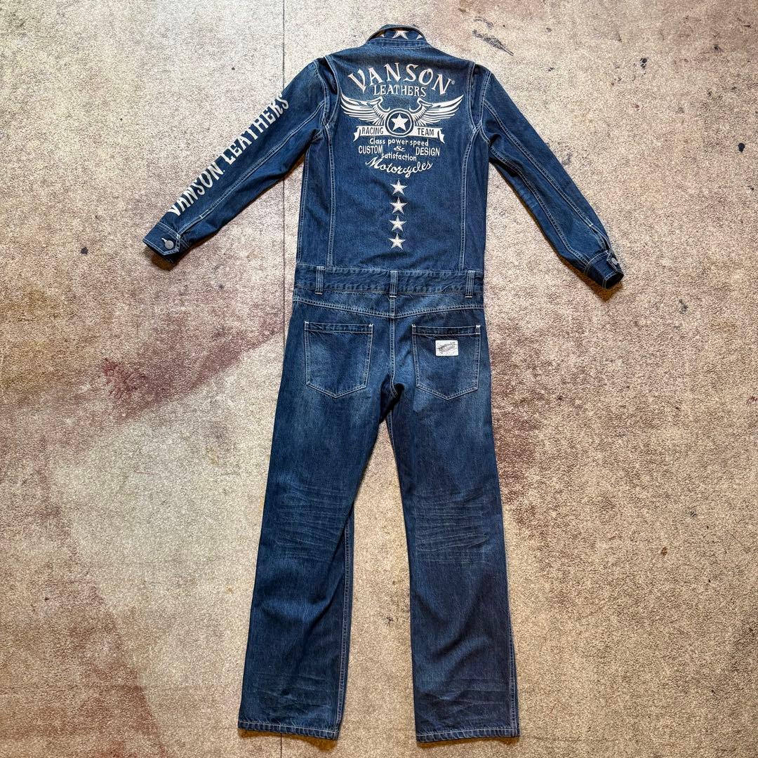 極美品】Vanson Leathers デニム つなぎ オールインワン 刺繍 - メルカリ