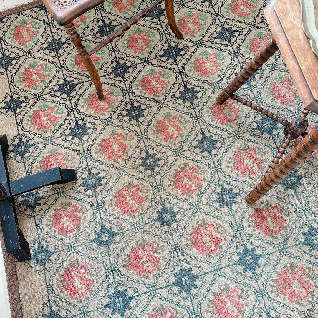 トルコ ヴィンテージラグ A137 大判 レア グレージュ モスグリーン