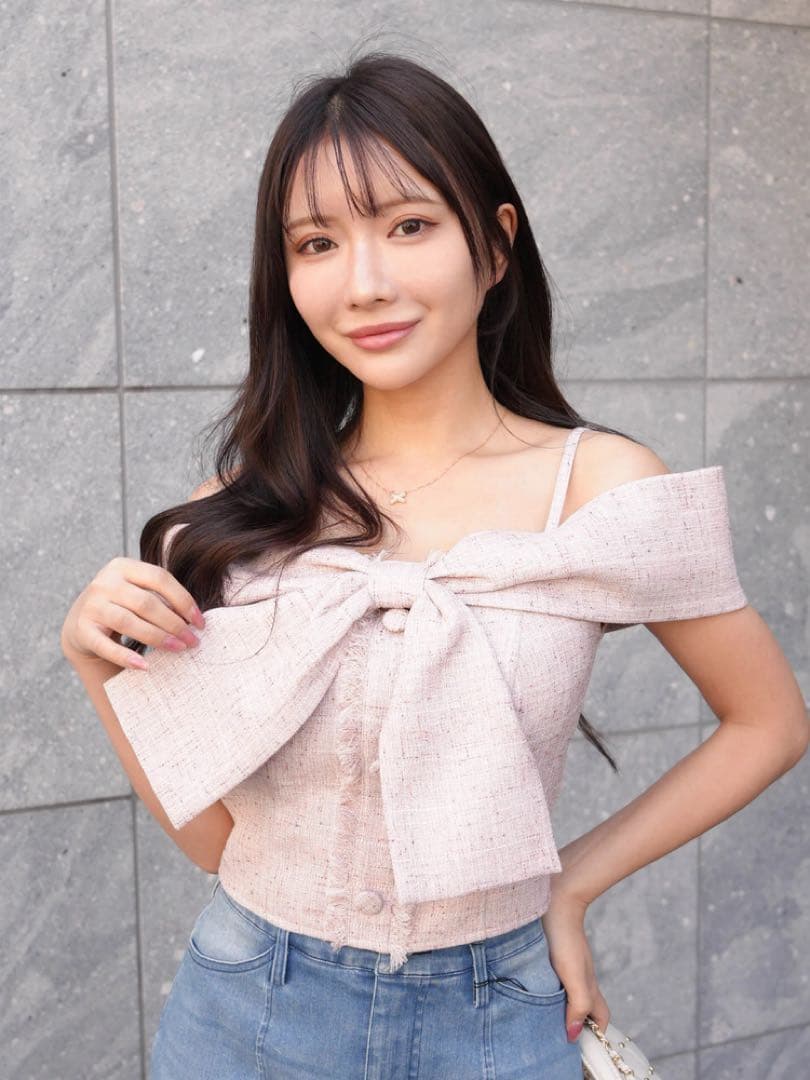 【り】リップサービス ツイードリボンオフショルトップス LIP SERVICE（リップサービス）｜ ツイードリボンオフショルトップス