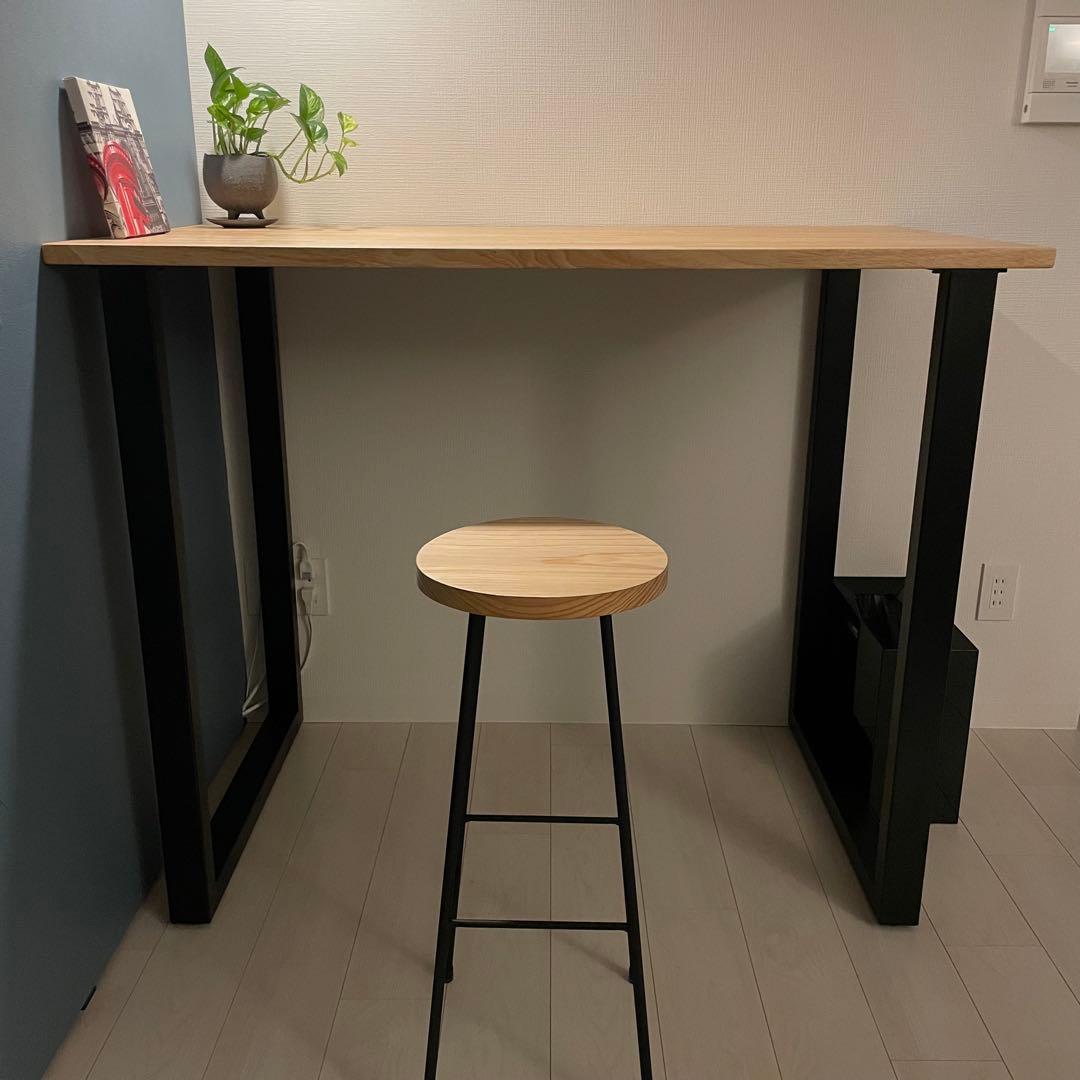 スタンディングデスク × ラバーウッド ナチュラル × Black Steel THE TABLE / スタンディングデスク × ラバーウッド ナチュラル × Black