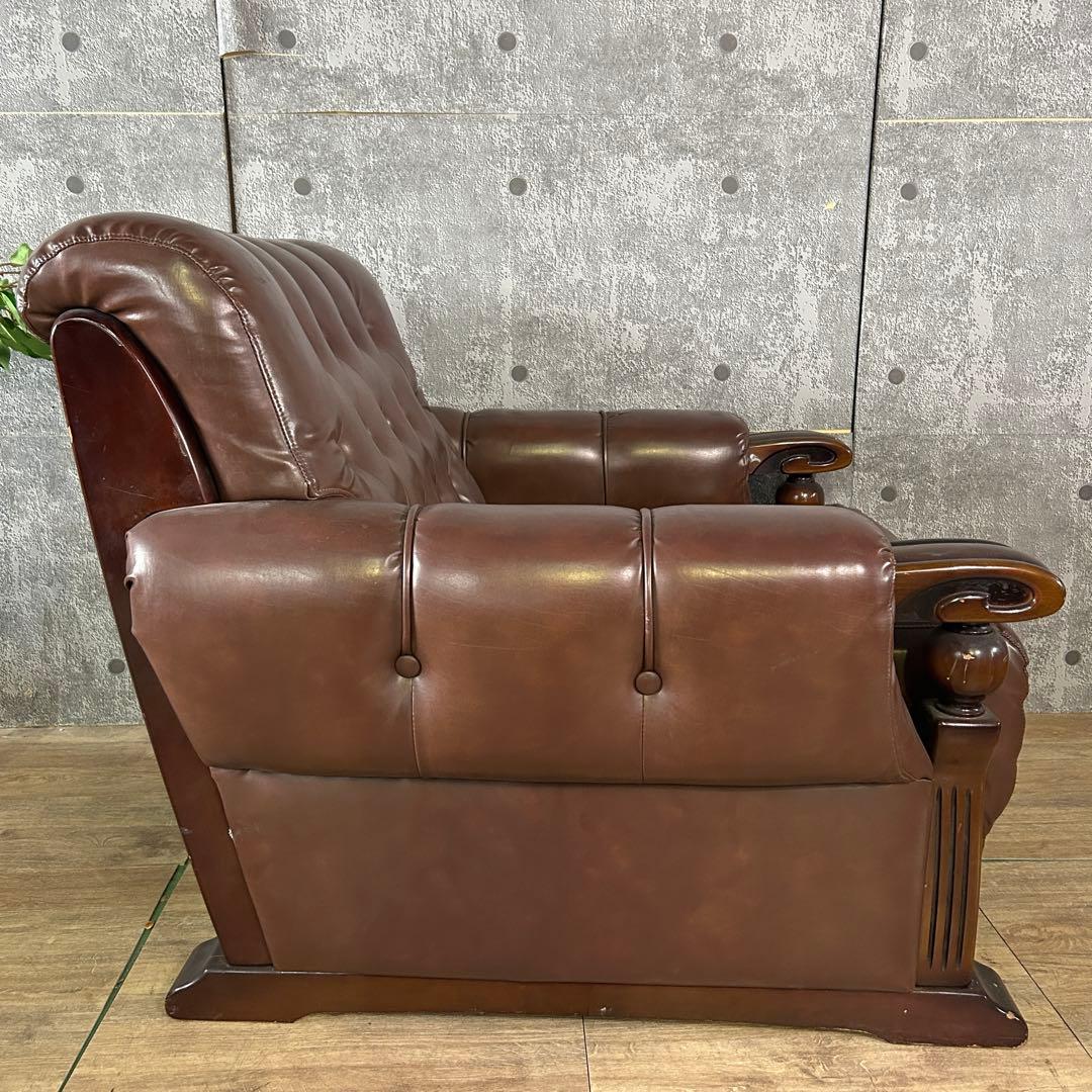 カリモク家具 karimoku꧂オールドカリモク 1Pレザーアームソファ