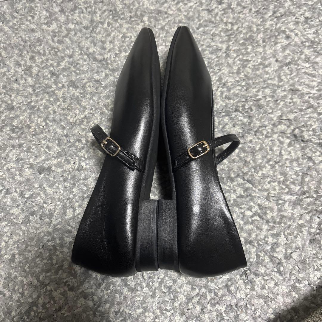 【試着のみ】HIMIKO メリージェーンフラットパンプス ブラック 24.0cm