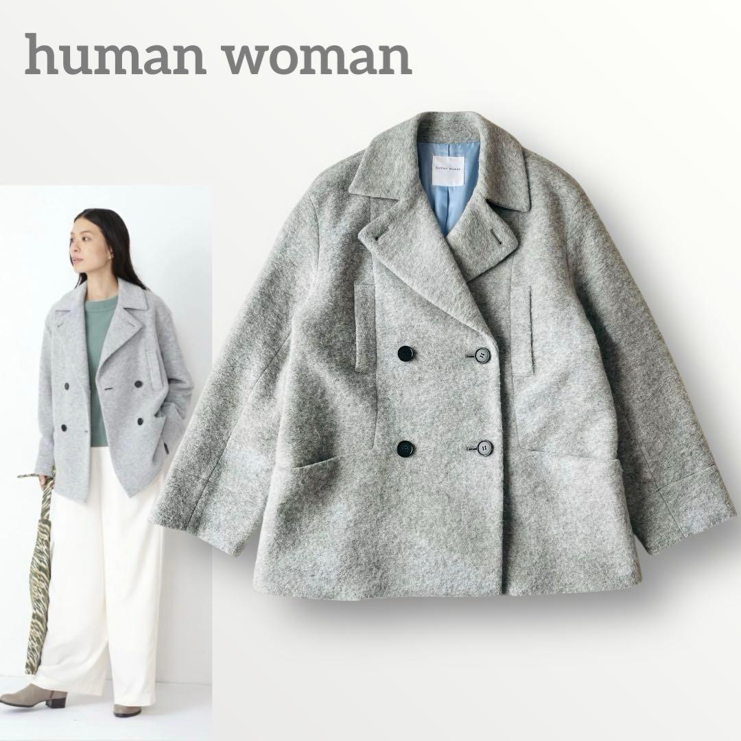 human woman ヒューマンウーマン スライバーPコート human woman（ヒューマンウーマン） ピーコート pコート ループカット