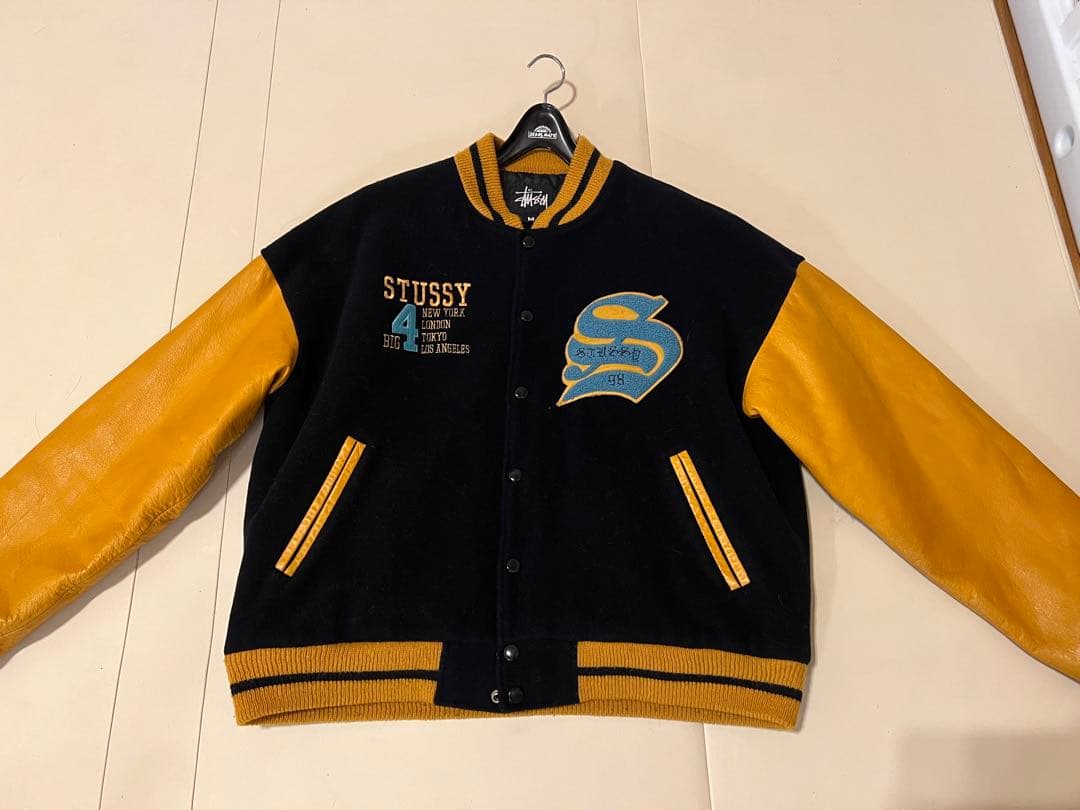 へむさん専用　STUSSY スタジャン M ネイビー/イエロー 90's old stussy Varsity Jacket “BIG 4” “スタジャン” 【高円寺本店