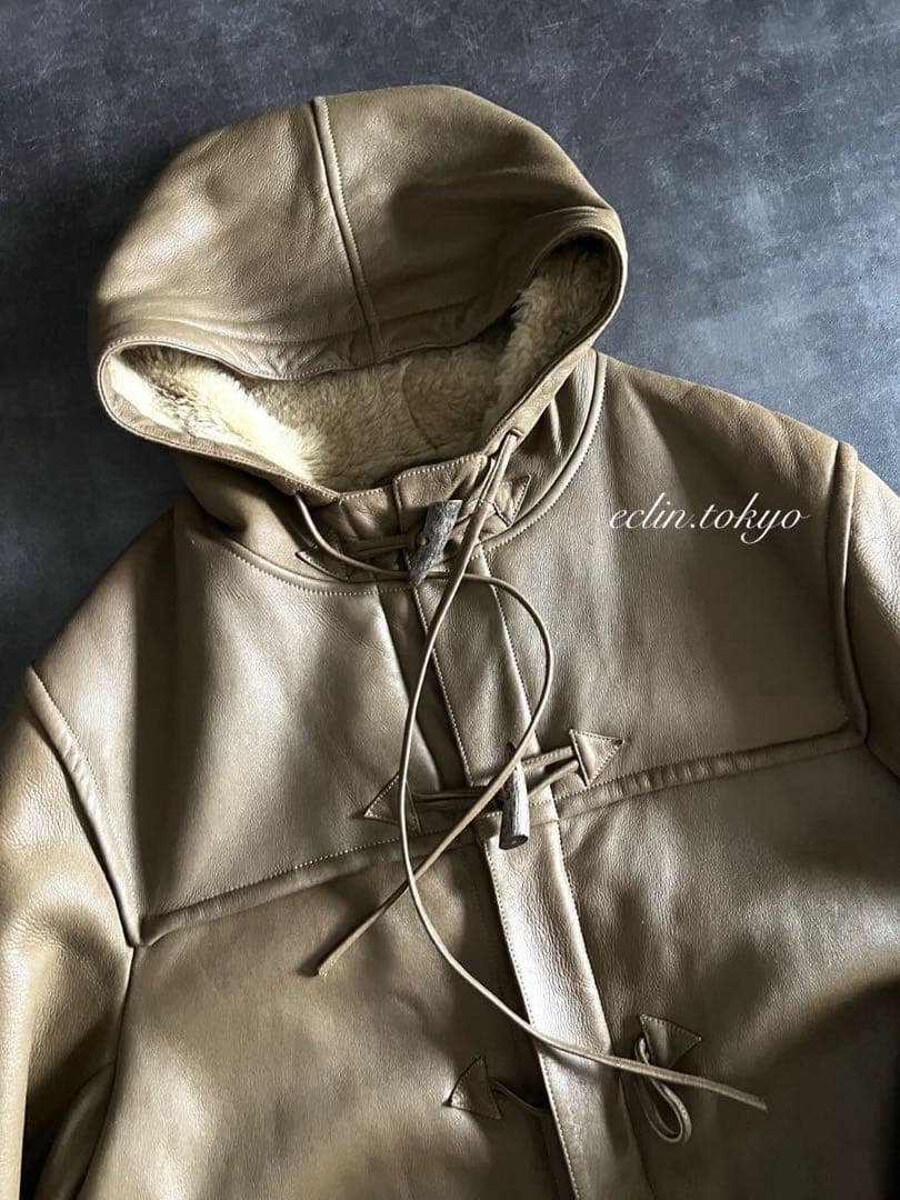 HERMES VINTAGE《最高級ムートンレザー毛皮》ダッフルコートE4547