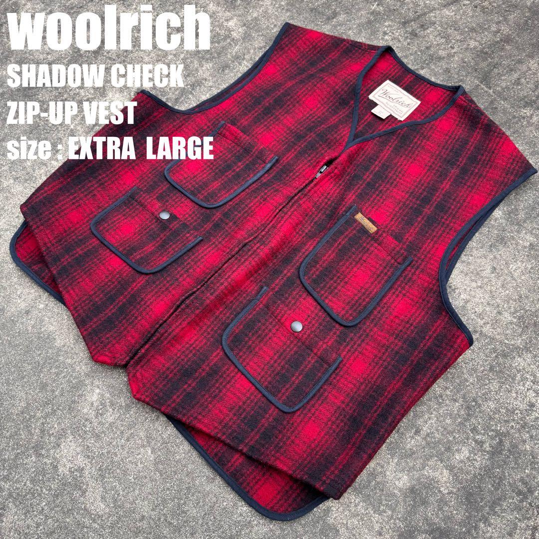 ウールリッチ 90's ウールベスト シャドーチェック 赤 黒 XL 肉厚 極暖 ウールリッチ 90´s ウールベスト シャドーチェック 赤 黒 XL 肉厚 極暖