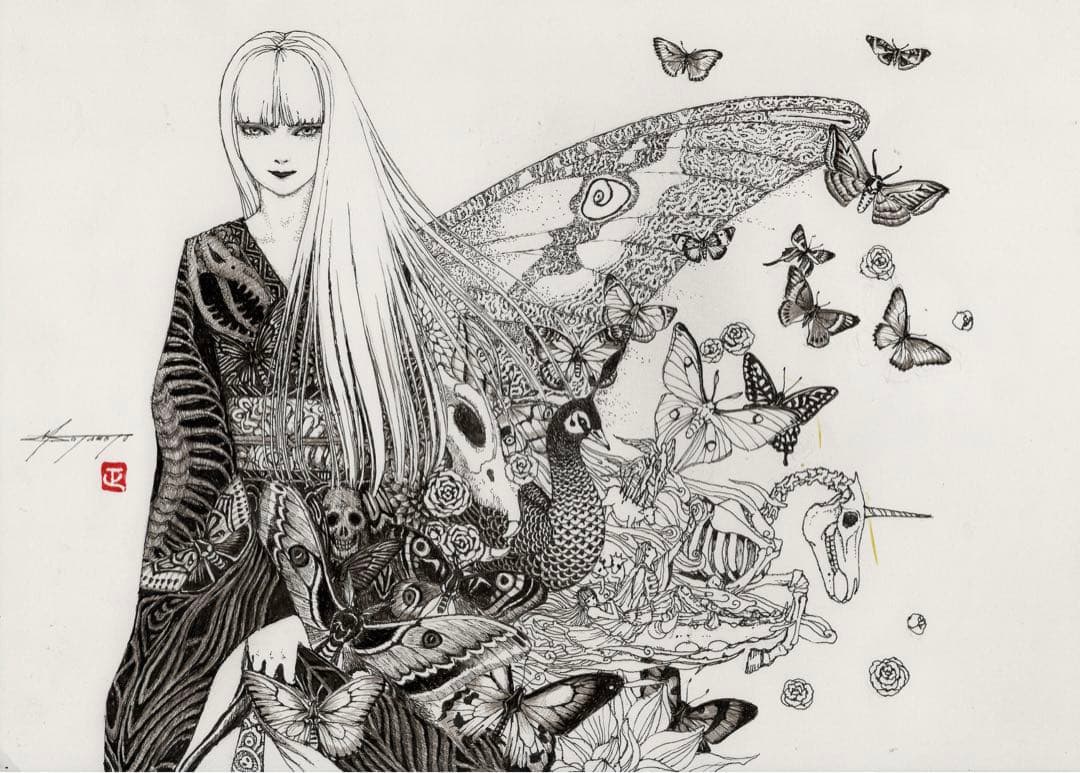 始祖蝶　Ancester’s Butterfly 【肉筆絵画】 幕末屋 • 群蝶譜 蝶々の絵図 益頭峻南写 (日本の写本 ) • 希少な本と写真