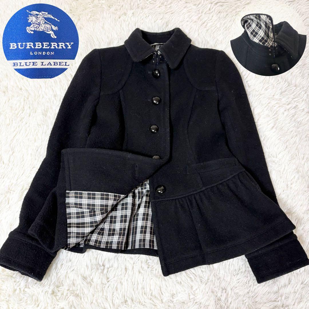 【人気】 バーバリーブルーレーベル フリル ウールコート 38 ブラック BURBERRY BLUE LABEL（ロングコート）のフリマアイテム一覧