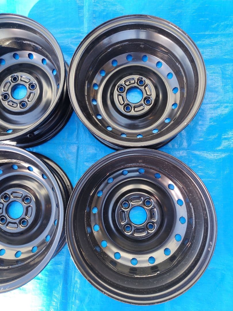 Ⓑ14インチ・スチールホイール4本、4H-100㎜、14✕4.5J、送料込み