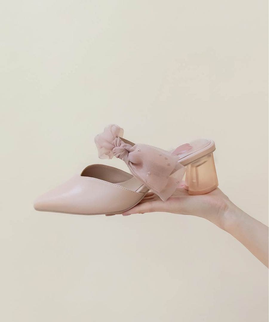 HEART collection】シアーリボンミュールパンプス 箱あり - メルカリ