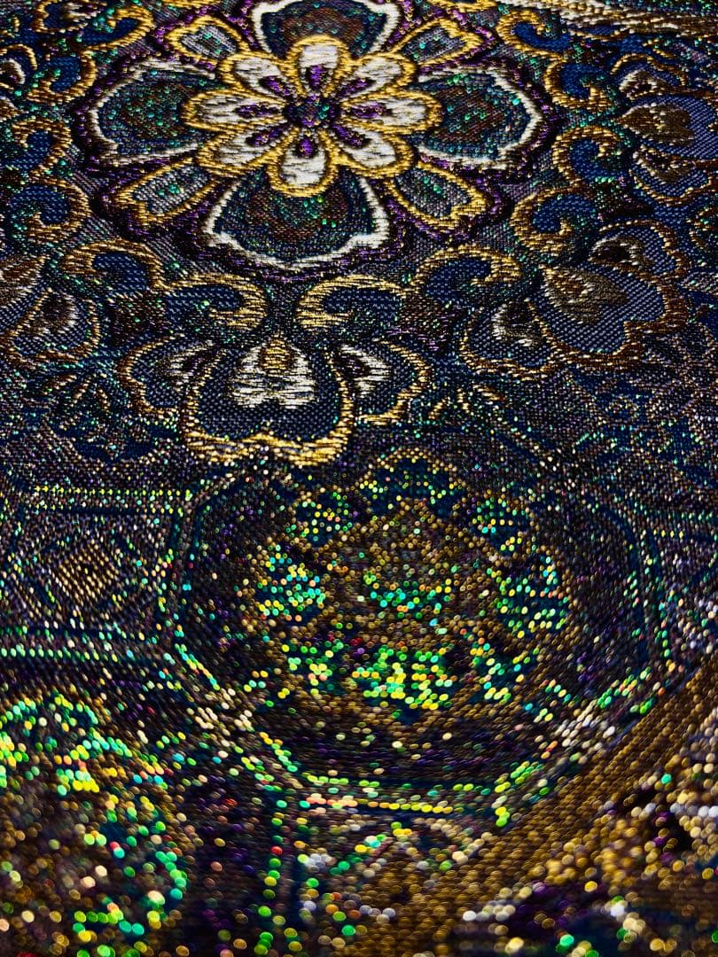 未使用品】陽文綴 袋帯 青緑 宝相華鳳凰 キラキラ 六通 - メルカリ