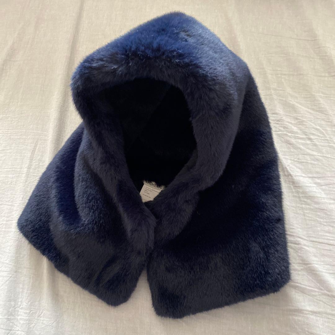 AMOMENTO フェイクファーバラクラバ ネイビー - メルカリ