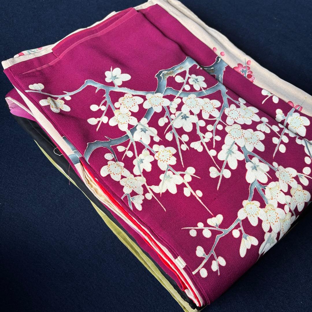 2614 アンティーク着物2枚・羽織1枚おまとめ売り　材料正絹 2614 アンティーク着物2枚・羽織1枚おまとめ売り 材料正絹