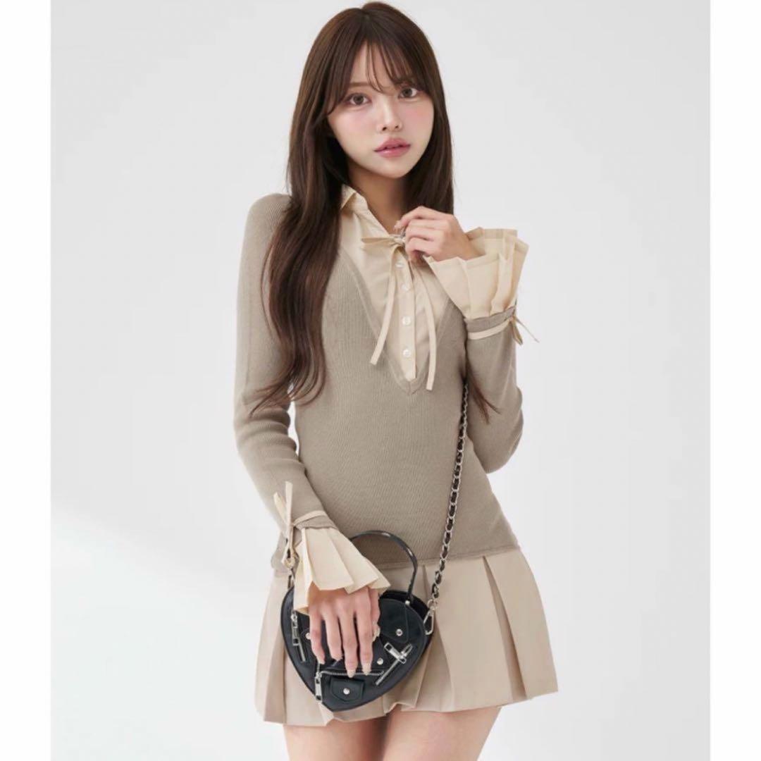 ダーリッチ Darich シャツドッキングプリーツミニワンピース F - メルカリ