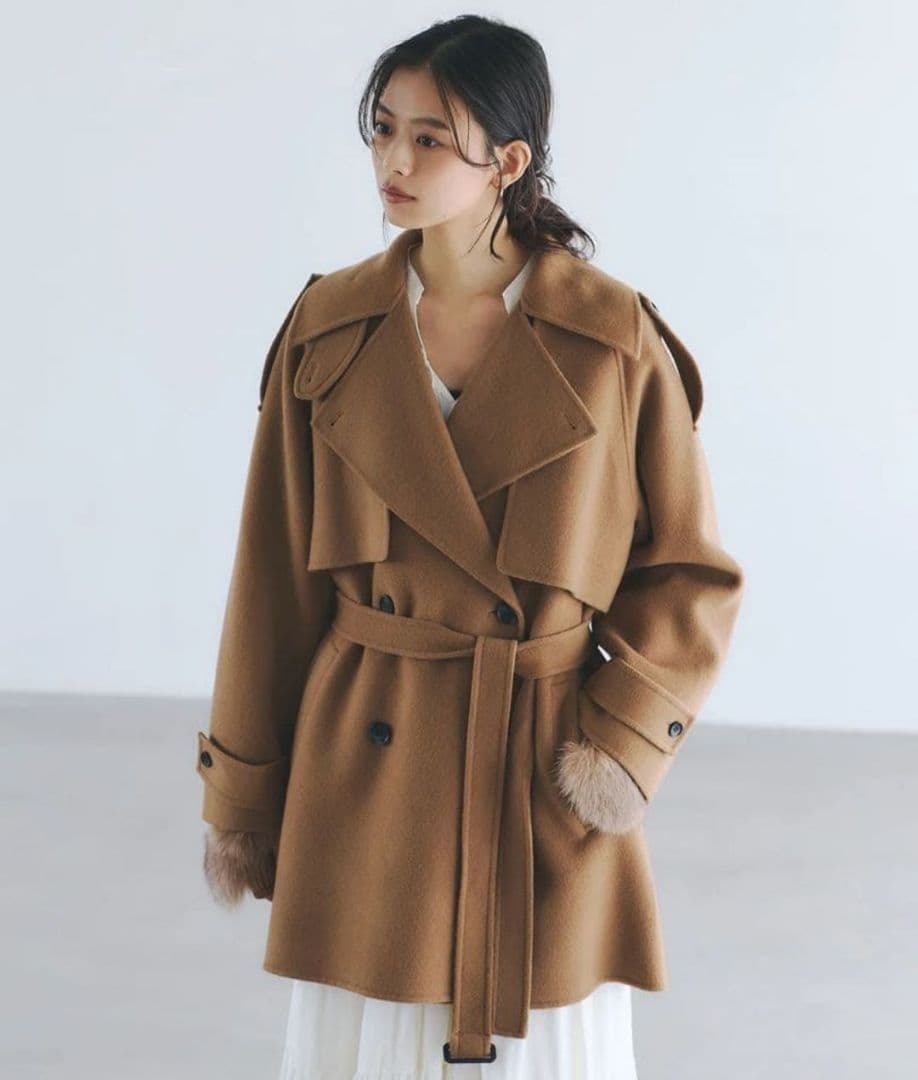 anuans アニュアンス リバーウールミドルトレンチコート アニュアンス anuans リバーウールミドルトレンチコート （CAMEL