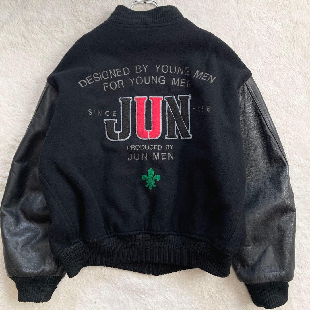 【希少】JUNMEN　スタジャン　袖レザー　牛革　背面デカロゴ　キルティング　黒 2026年最新】JUN MEN スタジャンの人気アイテム - メルカリ