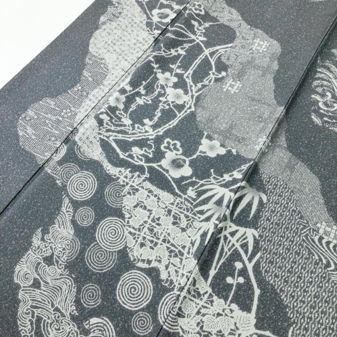 訪問着 作家物 古代型七十七選 道長取り 薄藍鼠色