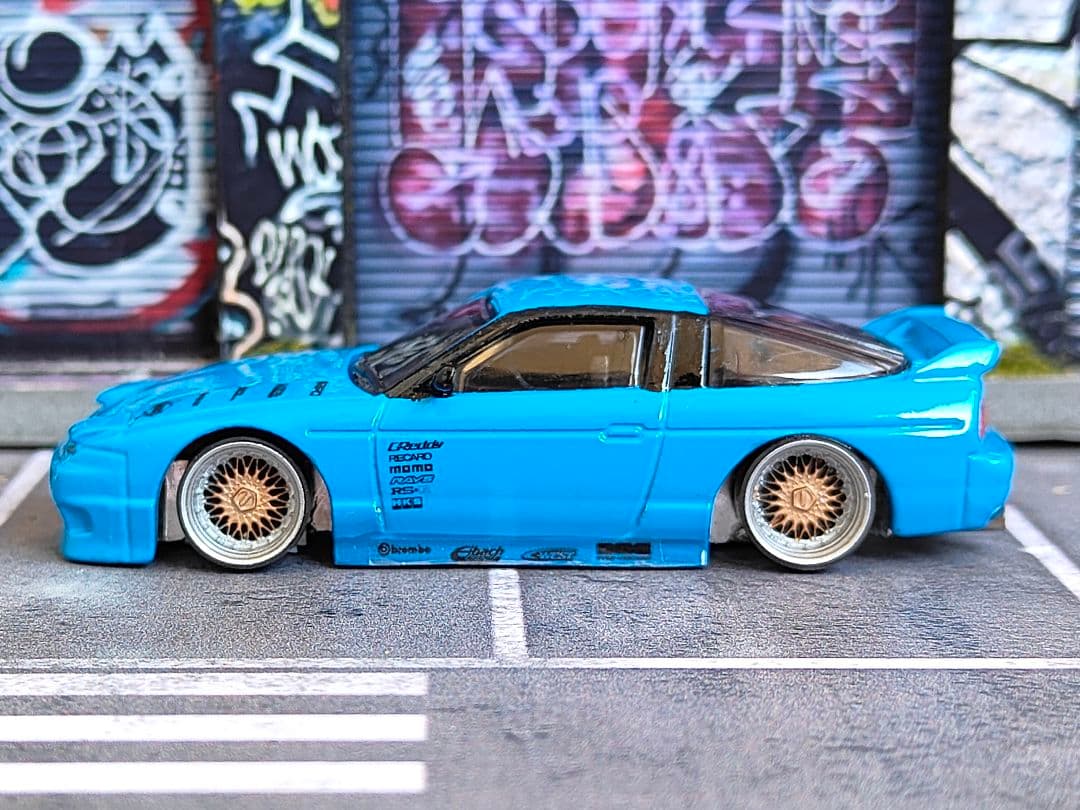 ホットウィールカスタム 日産 シルビア 180sx 青☆自作☆深リム