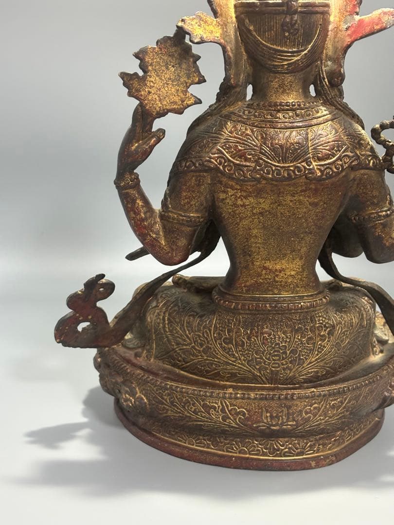 仏教古美術 純銅静座観音 四腕観音仏像文化遺産 文化財仏像伝承