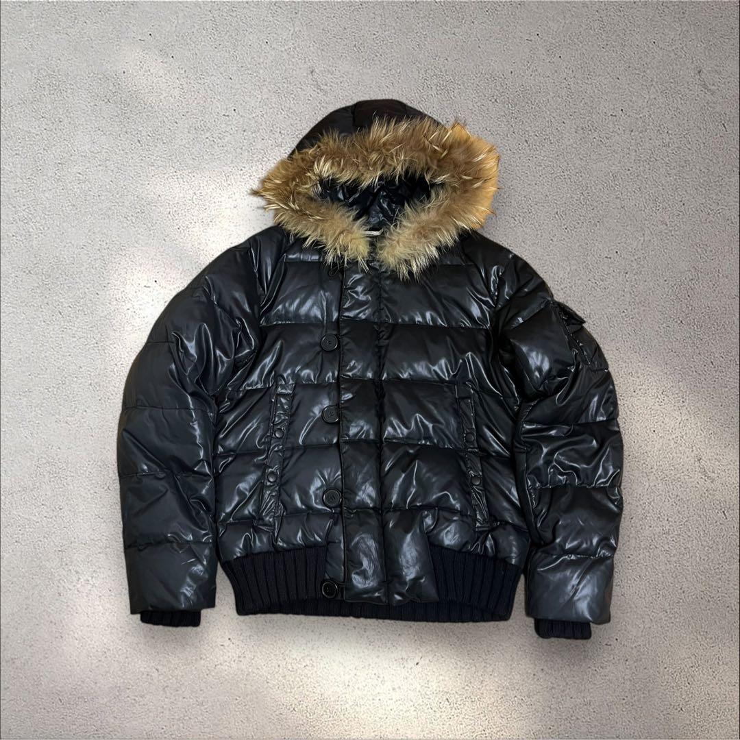 お兄系 リアルファー ダウンジャケット 光沢 archive グランジ y2k