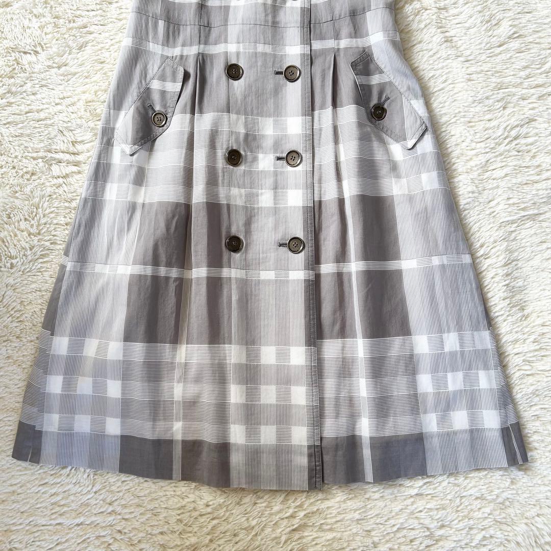 バーバリーロンドン シャツワンピース チェック柄 銀ボタン コットン