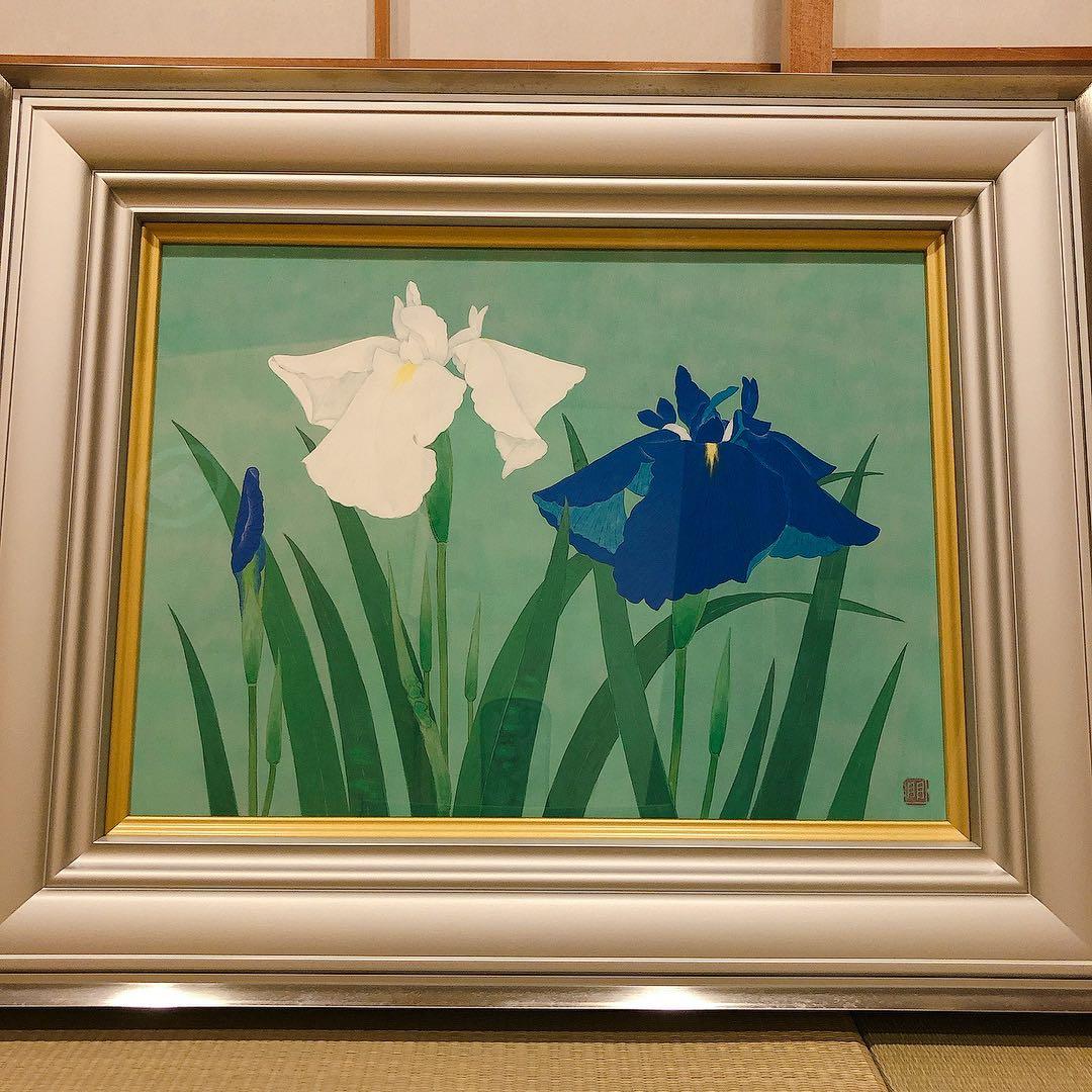 土手朋英 『花菖蒲』 日本画 土手朋英遺作展 京都のギャラリー鉄斎堂へ行きました。懐かしい土手