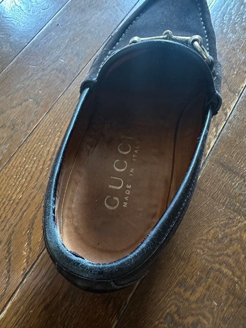 グッチ GUCCI ローファー モカシン ホースビット スウェード 25.5cm