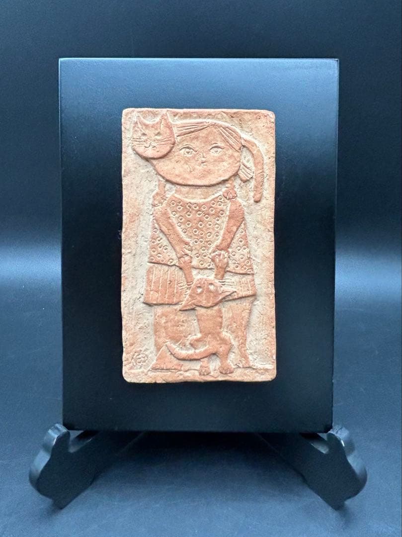 長島伸夫　テラコッタ　壁飾り　ネコと少女 長島伸夫ねこ作品展 | 展示会 | 金沢の九谷焼セレクトショップ【九谷焼