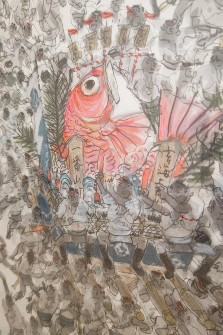 お値下げ可】西島伊三雄 博多祇園山笠 鉛筆画 1981年 アサヒグラフ掲載